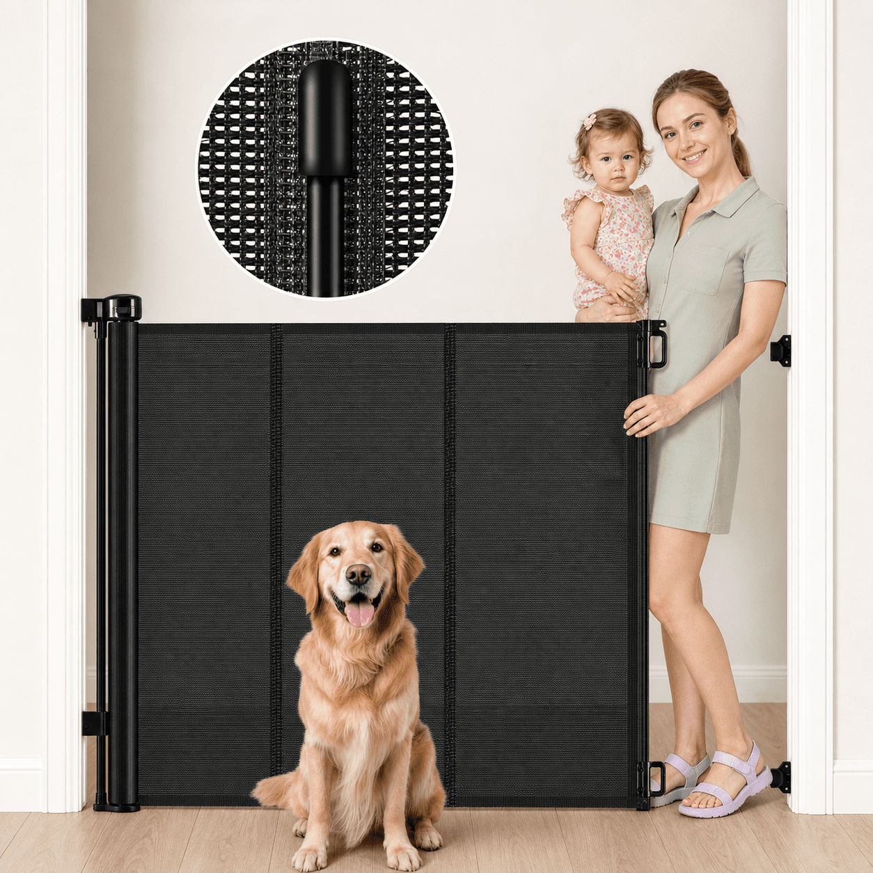 Black Reinforced 42" Tall X 60" Wide Safety Gate Pet Gate