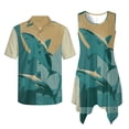 thumbnail image 6 of Psesaysky Blue Shark Couple Matching Clothes Shirts or Dress for Husband and Wife Matched Date Outfit Buttons Shirts Blouses or Sleeveless Flared Sun Dress for Beach Vacation, 6 of 7