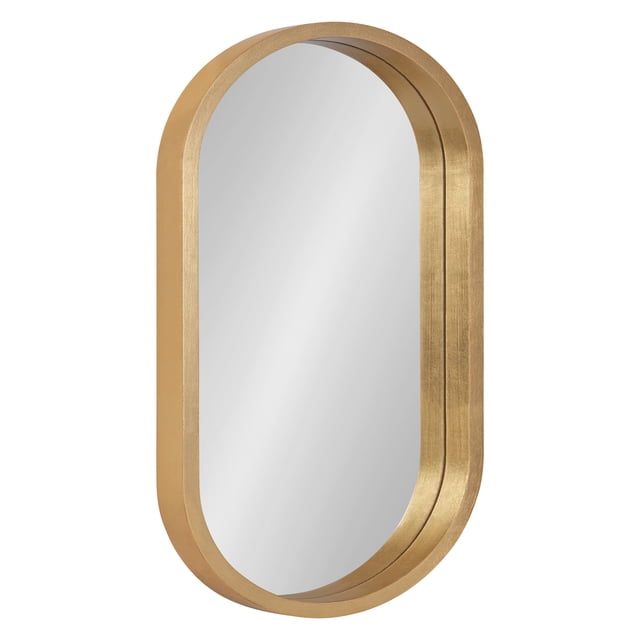 Kate and Laurel Travis Modern Capsule Wall Mirror, 20 x 30, Gold, Chic Geometric Wall Hanging Mirror For Display