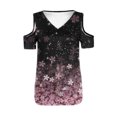 thumbnail image 3 of Blusa de verano para mujer, camiseta informal, camisetas de manga corta con cuello en V y hombros fríos bonitos Pompotops hkajfhjk464136, 3 of 5