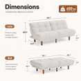 thumbnail image 2 of CHITOOMA 66" Futon Sofa Bed with Adjustable Backrest, Corduroy Convertible Futon Couch, Extra-Thick Cushion, Comfy Loveseat for Small Spaces, Apartment or Office, White, 2 of 8
