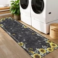 thumbnail image 3 of FairOnly 2'x6'Sunflower & Insects Runner Rug for Kitchen Hallway Stain Resistant Machine Washable Non Slip Mat for Entryway Laundry Bathroom,Black, 3 of 7