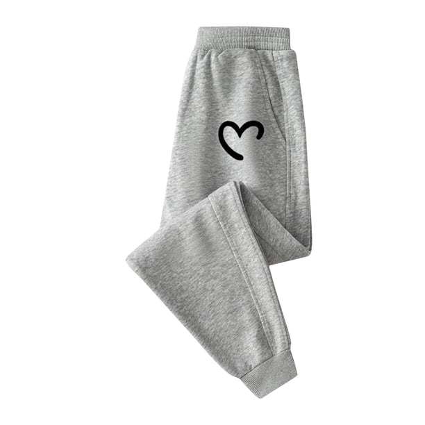 Odeerbi 2-13 Años Niñas Pantalones de Algodón Amor Imprimir Entrenamiento Deportes Pantalones de Jogger Cintura Elástica Cómoda Joggers Sueltos