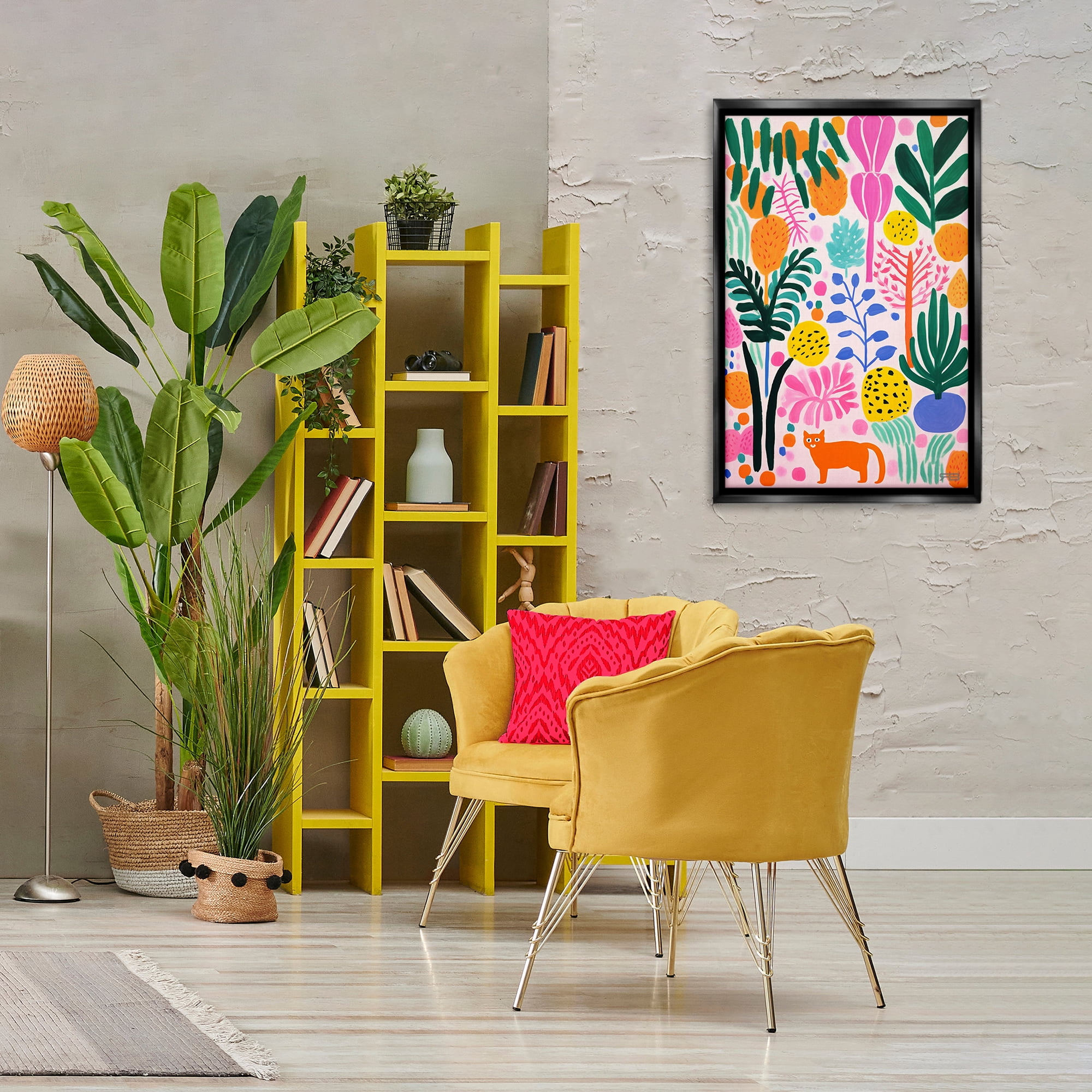 Stupell Industries Fun Botanical Tropics Botanical & Floral Painting Black Floater Framed Art Print Wall Art, 21 x 31