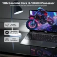 thumbnail image 3 of 15.6" IPS FHD Business-Laptop, 8 Cores Intel i5-12450H (Beat i7-11800H, Up to 4.4GHz) 16GB RAM 1TB SSD Backlit Keyboard Computer, 100W Type C Fingerprint WiFi 6 Win 11 Black, 3 of 8