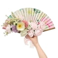 thumbnail image 3 of 1pc Hand Fan Flower Design Dog Rose Rosa Canina Foldable 9inch 23cm with Bamboo Rib and Cotton Pouch, 3 of 8
