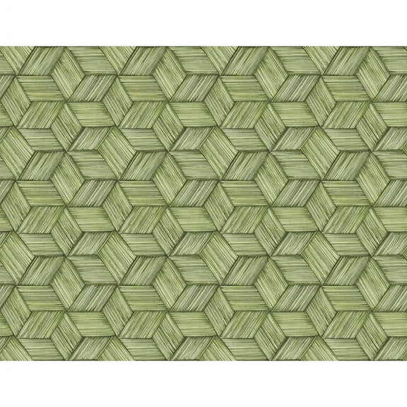 Kenneth James Intertwined Green Geometric Wallpaper, 27-in by 27-ft, 60.8 sq. ft
