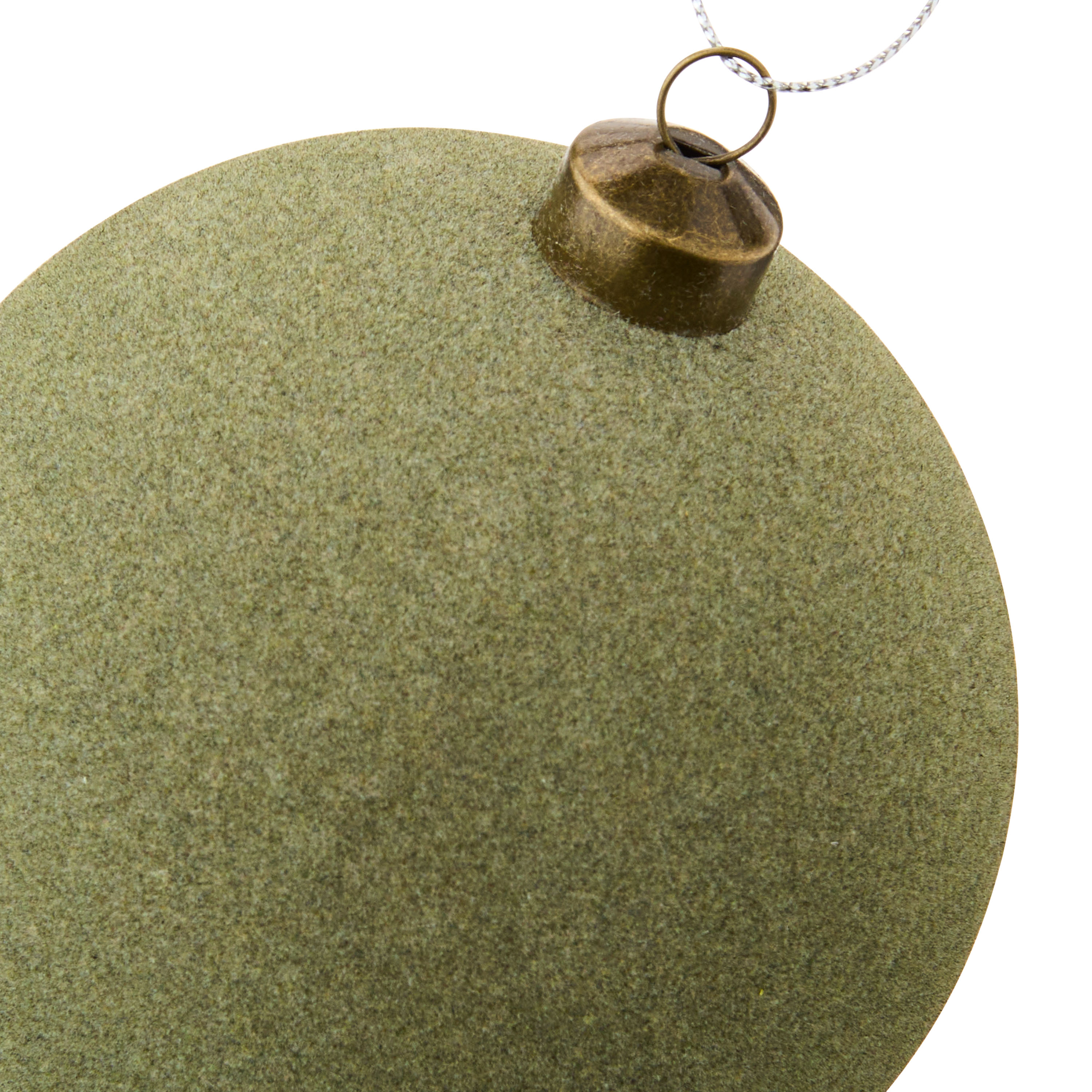 4 Count Sage Green Velvet-Feel Shatterproof Ball Christmas Ornaments, by Holiday Time