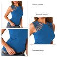 thumbnail image 4 of Camiseta sin mangas informal, transpirable, cómoda y a la moda con corte de hombros para mujer, 4 of 5