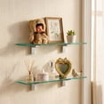 thumbnail image 3 of KES Bathroom Glass Shelf 23.6 Inches Bathroom Shelf with 8mm Tempered Glass and Brushed Nickel Bracket Wall Mount 2 Pack, WMBS001S60BNP2, 3 of 9