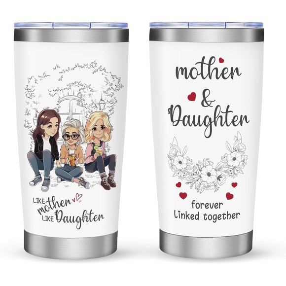 Tasse Étanche 20oz Cadeau d'Anniversaire pour Maman de la Part de Fille Tasse de Voyage Parfaite pour Maman de Deux Enfants