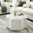 thumbnail image 2 of Posh Living Runrawin Faux Leather Octagon Cocktail Ottoman in White, 2 of 8