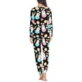 thumbnail image 3 of Renewold Flower Rabbit Women's Pajama Set Easter Long Sleeve Scoop Neck Sleepwear 2 Piece Heart Pjs Lounge Sets with Pockets Indoor Home Life Sleep Wear Size XL, 3 of 4