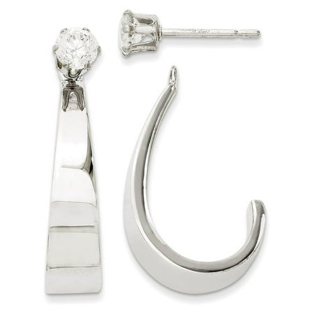 Finejewelers Collection 14k White Gold J Hoop W Cz Finejewelers 14k White Gold J Hoop W Cz Earring Jackets