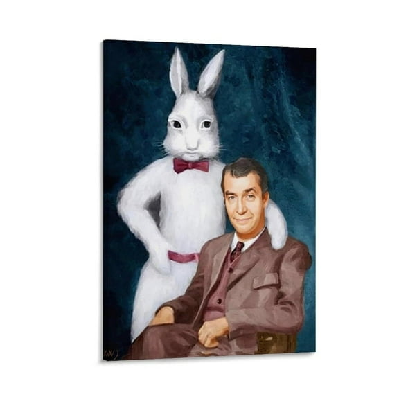 Vintage Movie Harvey Poster Harvey Rabbit Art Poster  Canvas Poster Wall Art Decor Print Picture Paintings for Living Room Bedroom Decoration Unframed12x18inch(30x45cm)