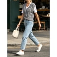 thumbnail image 4 of Women V Neck Sweater Vest Sleeveless Knit Solid Casual Ribbed Preppy Pullover Tops, 4 of 6