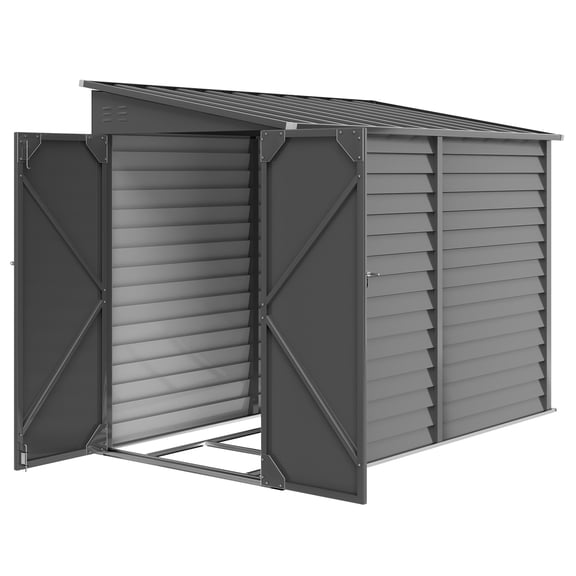 Grey Storage Shed 4.6x9 Metal Lean-to Outdoor Storage
