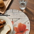 thumbnail image 3 of Retro Floral Round 15 Inch Placemats Set of 4, Red Yellow Tulips Barm Doors Farmhouse Wooden HeatResistant Non Slip Place Mats for Dining Table, Wipeable Braided Kitchen Table Mats for Housewarming, 3 of 9