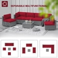thumbnail image 2 of SUNCROWN Outdoor Patio Furniture Set 7 Piece Outdoor Sectional Sofa Grey Wicker Conversation Sofa Set with Coffee Table and Cushions (Red), 2 of 9