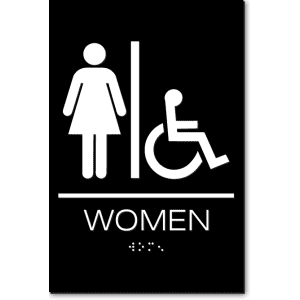 WOMEN Accessible Restroom Sign-Black / White (2 Units)