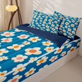 thumbnail image 3 of Homewish Vintage Floral Zipper Full Size Comforter Sets with Fitted Sheet and 2 Pillowcases,Navy Flowers Zipper Bedding Set,Navy Blue Reversible,4pcs, 3 of 8
