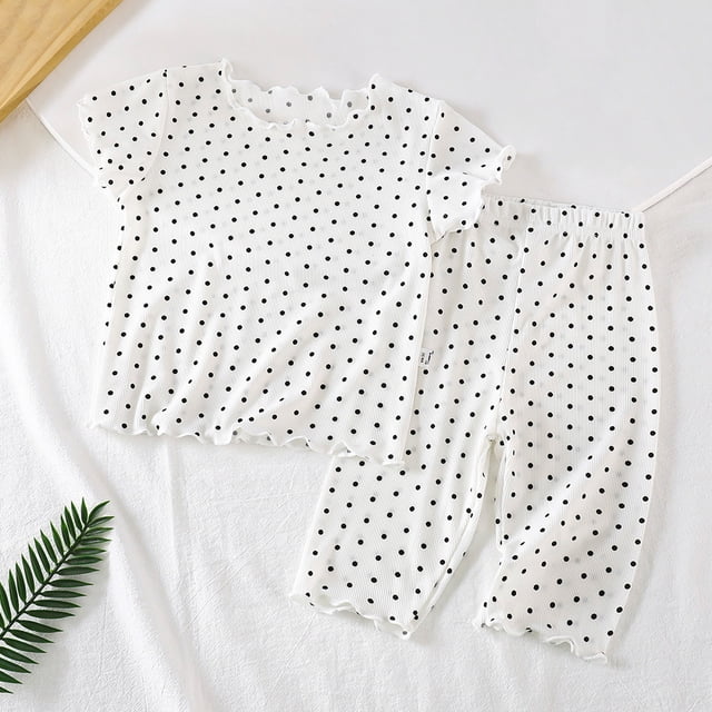 Kids Summer Sleepwear Two Piece Set Comfortable Short Sleeve Pajamas Outfit For Everyday Home Wear From To Nine Years
