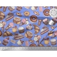 thumbnail image 2 of Soimoi Tissu Poly Georgette Cupcake, Beignet & Biscuits Imprimé Tissu au Mètre 52 Pouces de Large, 2 of 3