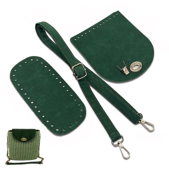 Backpack Accessories Faux Leather Crochet Bag For Diy Woven Bag Set Shoulder Strap Bottom Strap Shoulder Bag GREEN