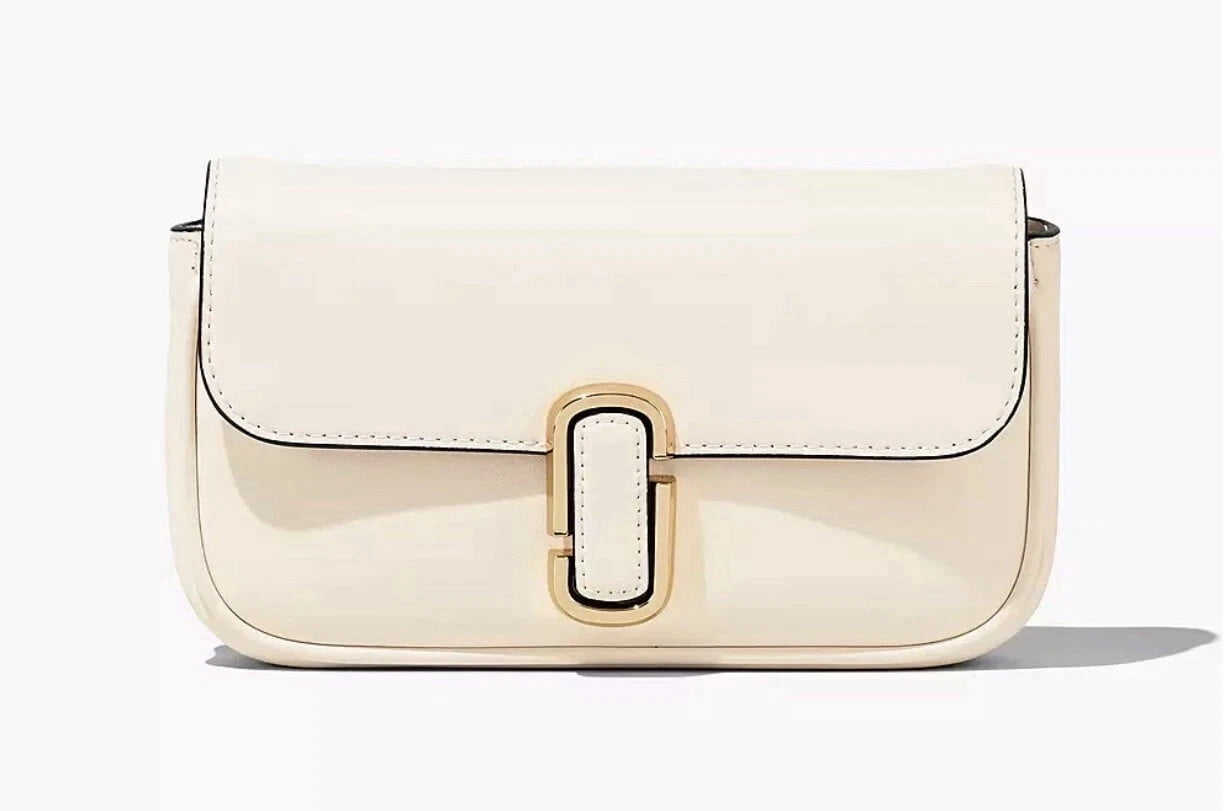 Marc Jacobs J Marc Mini Cloud White Shoulder Bag with Logo Buckle