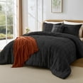 thumbnail image 6 of Regency Heights Waffle Weave Comforter Set with Throw Blanket, 5-Piece Textured Comforter for All Season, Full/Queen Lightweight Waffle Bedding Set for Bed & Sofa Couch, Black, 6 of 11