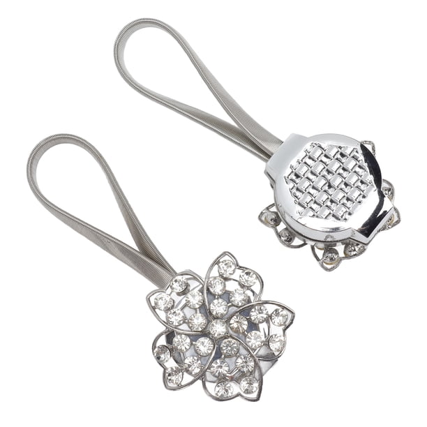 Clips De Hebilla De Cortina, Alzapaños Magnéticos Para Cortinas, Flor De Cristal Brillante De Acero Inoxidable, Elegante Para Estudio Para Dormitorio