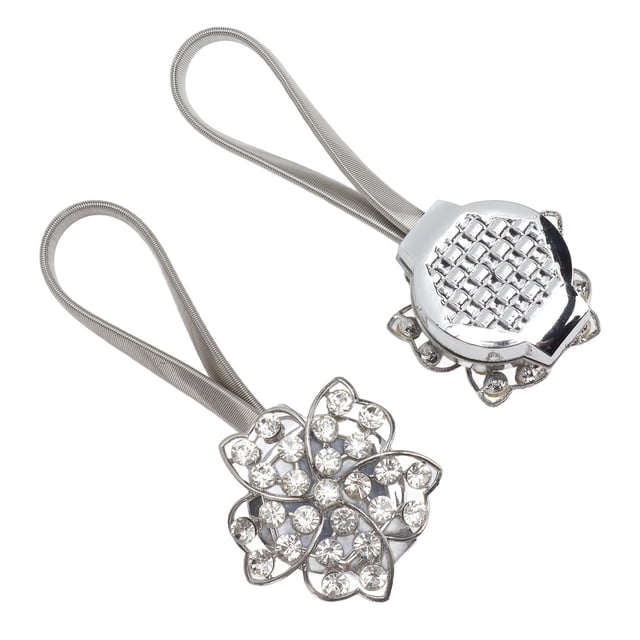 Alzapaños de cortina de flores brillantes, 2 alzapaños de cortina magnéticos, clips de alzapaños de cortina, retención de cortina de flores de cristal, verdadera excelencia