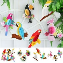 Cheers.US Tropical Birds Honeycomb Paper Cutouts, Parrot Honeycomb, Hawaiian Summer Beach Luau Party Hanging Decorations for Tiki Bar Luau Summer Party Home Classroom Supplies