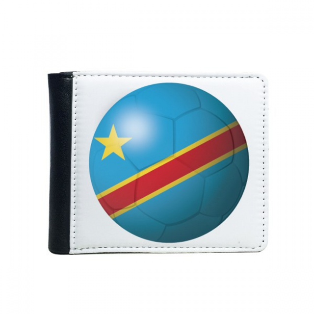 Congo National Flag Soccer Football Flip Bifold Faux Leather Wallet Multi-Function Card Purse