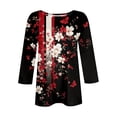 thumbnail image 5 of Womens Tee Fashion Short Sleeve Round Neck Printed Versatile Stylish Womens Workout Shirt,Black,4XL, 5 of 5