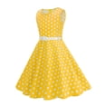 thumbnail image 6 of Mifsaly Little Girls Sleeveless Dress Polka Dot Vintage A Line Dresses Elegant Wedding Birthday Party Summer Casual Gowns with Matching Belt, 6 of 9
