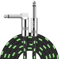 thumbnail image 2 of Sovvid Guitar Cable 6FT Instrument Cable Guitar Cord Electric Guitar Cable Guitar AMP Cord for Bass Guitar Keyboard 1/4 Inch Cable Right Angle Black Green, 2 of 4