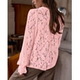 thumbnail image 2 of Blusa de Mujer PRETTYGARDEN de Encaje Manga Larga con Botones Rosa L, 2 of 8