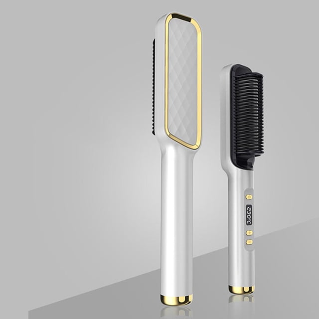 Feltree Ionic Hair Straightening Comb with LED Display & Ceramic Coating, 2-in1 Styling Tool for Curling/Straightening, Temperature Control for Damage-Free Hair Care