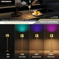 thumbnail image 3 of Lámpara de mesa compacta inalámbrica, luz nocturna LED recargable, doble fuente de luz (RGB superior e inferior cálida),  táctil y temporizador, lámpara de metal para dormitorio, 3 of 8