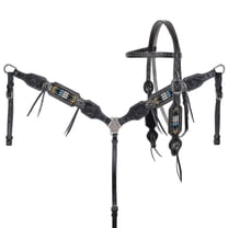 Showman Sacred Feather Beaded Browband Headstall & Breast Collar Set