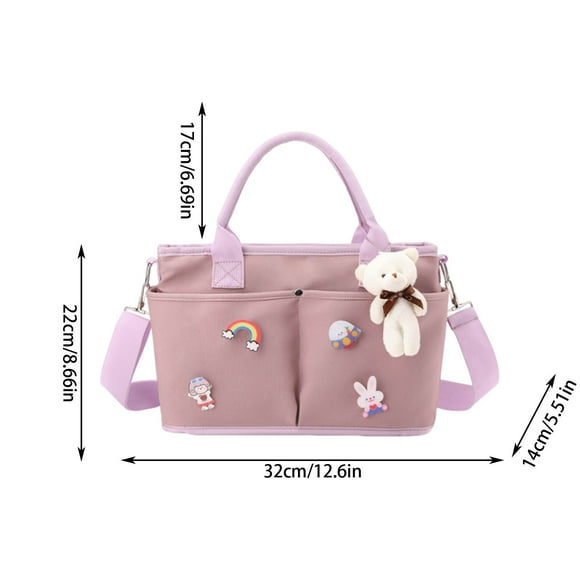 Diaper Bag Backpack Diaper Bag for Infant Large Capacity Pockets Wrap Straps for Stroller Pendant Bear Brooch Infant Bottle Diaper Postpartum Infant Pack Baby Diaper Bag