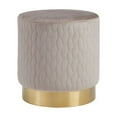 thumbnail image 1 of Linon Aiden Tabouret Rond en Bois Rembourré Ottoman Beige, 1 of 14