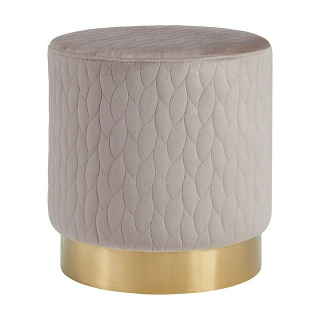 Linon Aiden Tabouret Rond en Bois Rembourré Ottoman Beige