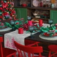 thumbnail image 6 of Abstract Christmas Tree Table Runner-Cotton Linen- 48 Inch Holiday Dresser Scarves, Blush Pink Xmas Snowflake Grey Tablerunner for Kitchen Coffee/Dining Bedroom Living Room Dinner Scarf Décor 13x48, 6 of 7
