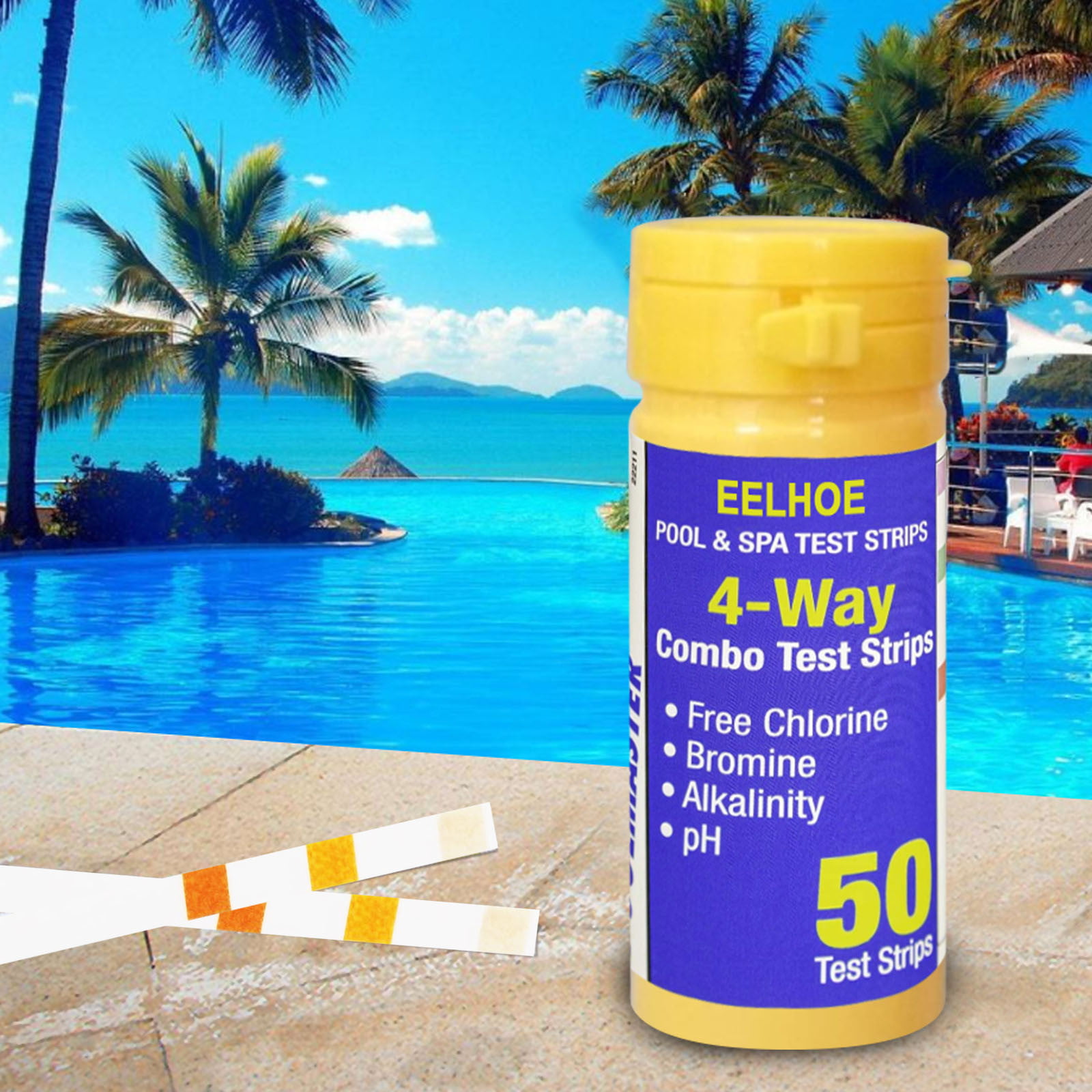 50 Chlorine Dip Test Strips Hot Tub SPA Swimming Pool PH Tester Paper 5 IN 1 US 