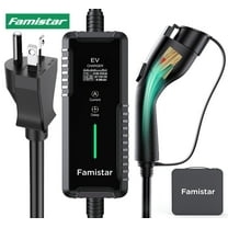 Famistar EV Charger, Level 2 Portable Electric Vehicle Car Charger Charging Station, 6-20 Plug, 16 Amp, 100-240V, 25FT Model, IP65 Waterproof, 0.96” LCD Screen, UL Recognized, for SAE J1772 EV