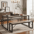 thumbnail image 2 of Aiho 3-Piece Dining Table Set - Industrial Kitchen Table & Chairs with Stain-Resistant Oak Top, Space Saving Design for Small Homes, Gray, 2 of 6