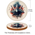 thumbnail image 3 of Independence Day 6pcs Round Microfiber Leather Drink Coasters, 11x11 cm/4.3x4.3 in, Set of 6 Absorbent Coasters for Drinks, Coasters for Table, Furniture From Water Marks and Scratches, 3 of 6