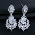 thumbnail image 6 of CZ Crystal Chandelier Leaf Long Bridal Dangle Drop Earrings for Brides Wedding, 6 of 8